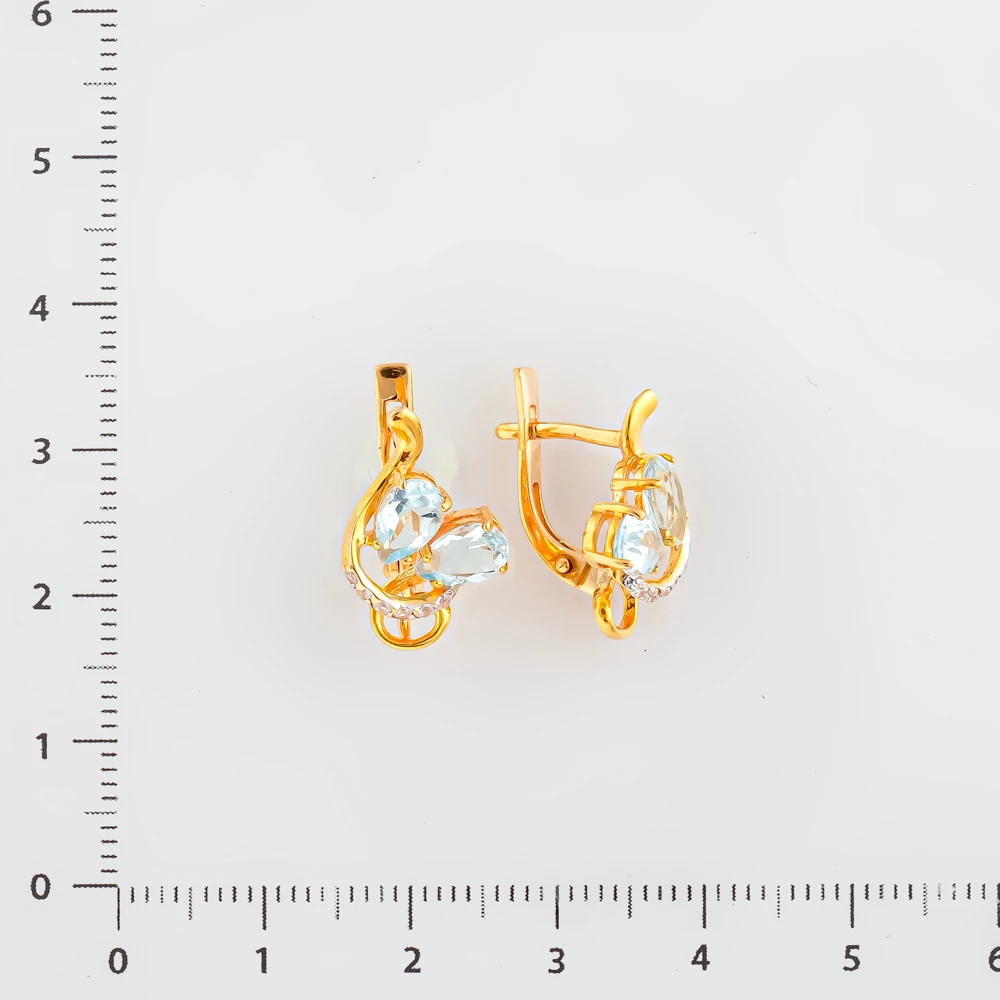 Серьги с топазом из желтого золота 585 пробы