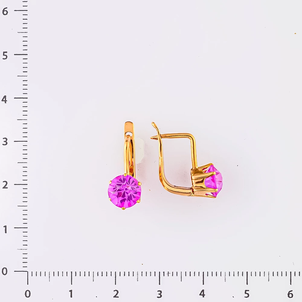 Серьги с фианитом из красного золота 583 пробы