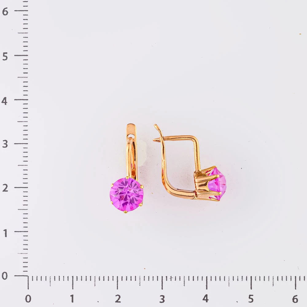 Серьги с фианитом из красного золота 583 пробы