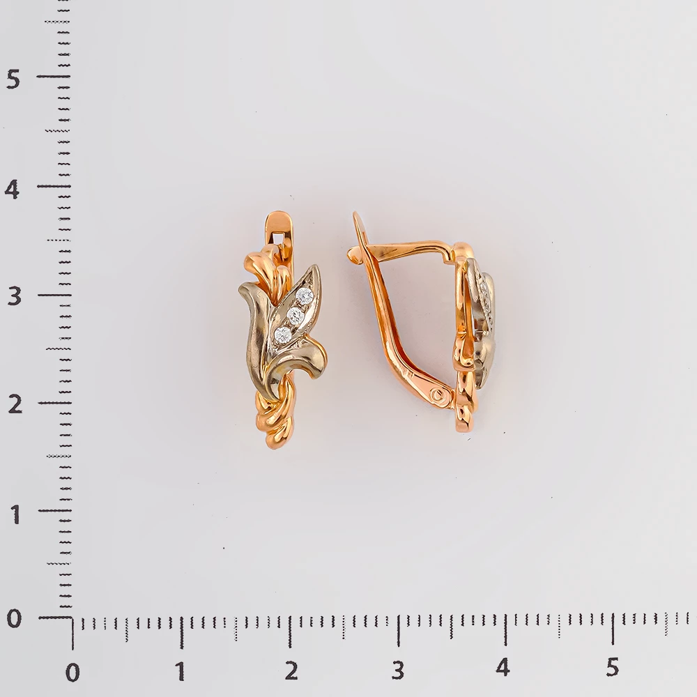 Серьги с фианитом из красного золота 585 пробы