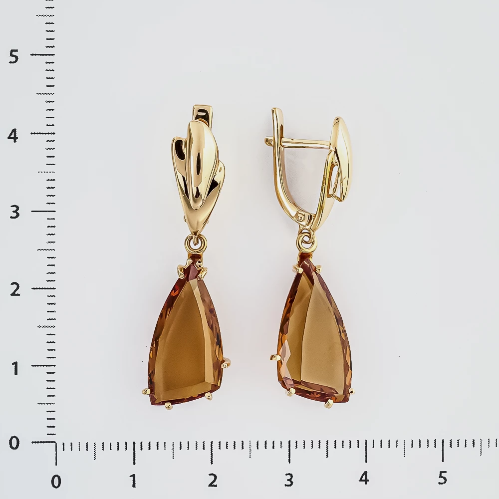 Серьги с ситаллом из красного золота 585 пробы