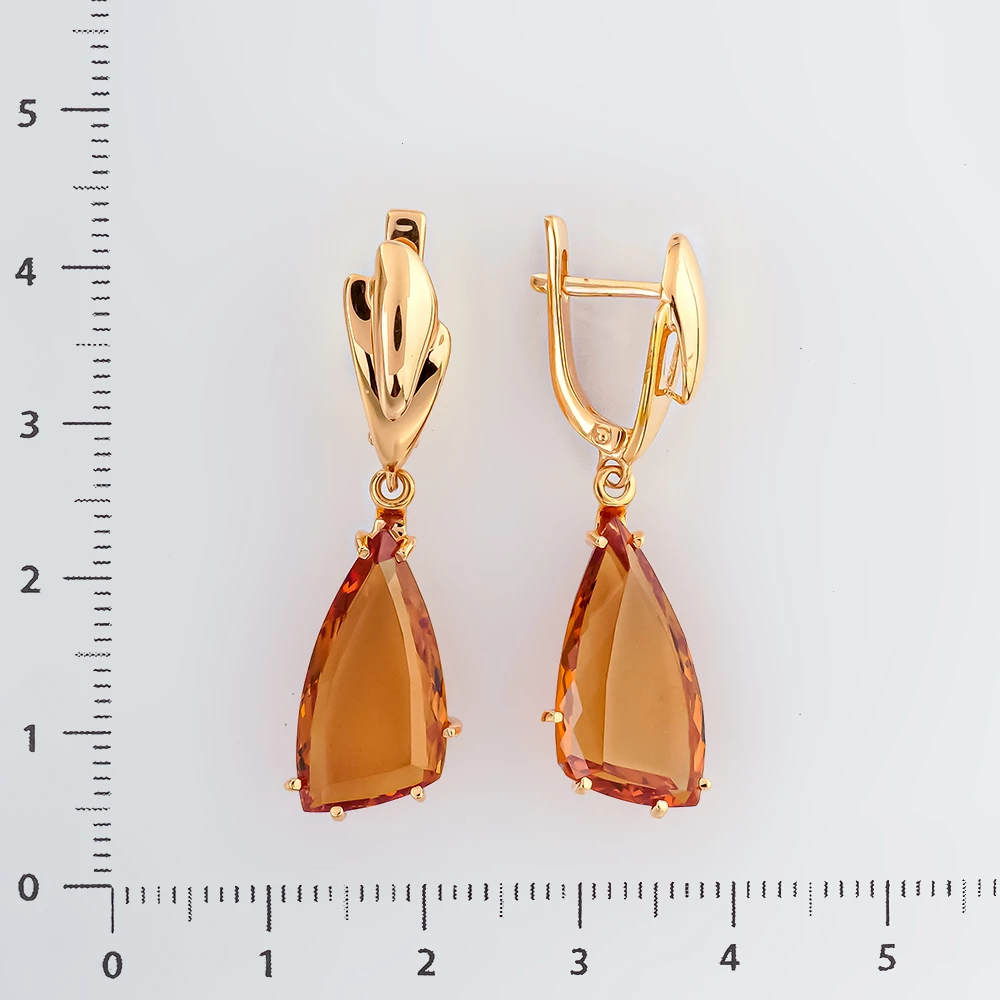 Серьги с ситаллом из красного золота 585 пробы