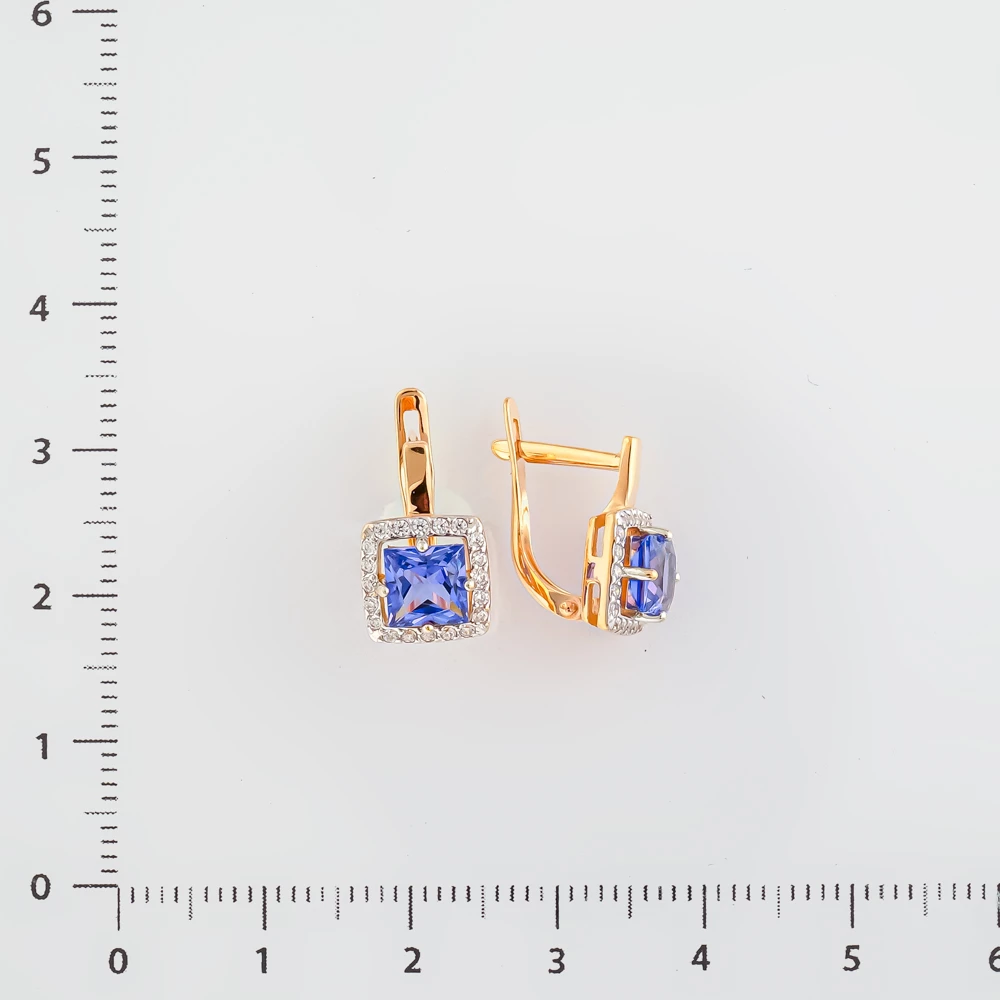 Серьги с ситаллом из красного золота 585 пробы