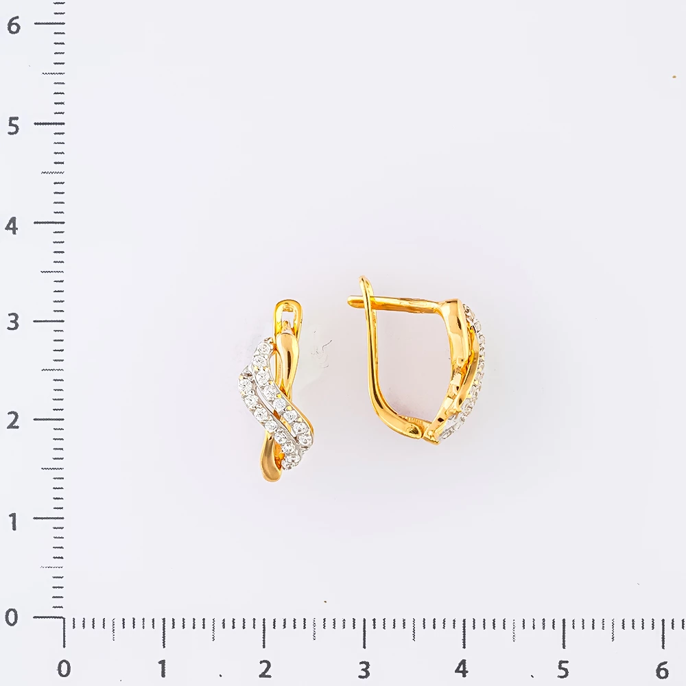 Серьги с фианитом из красного золота 585 пробы