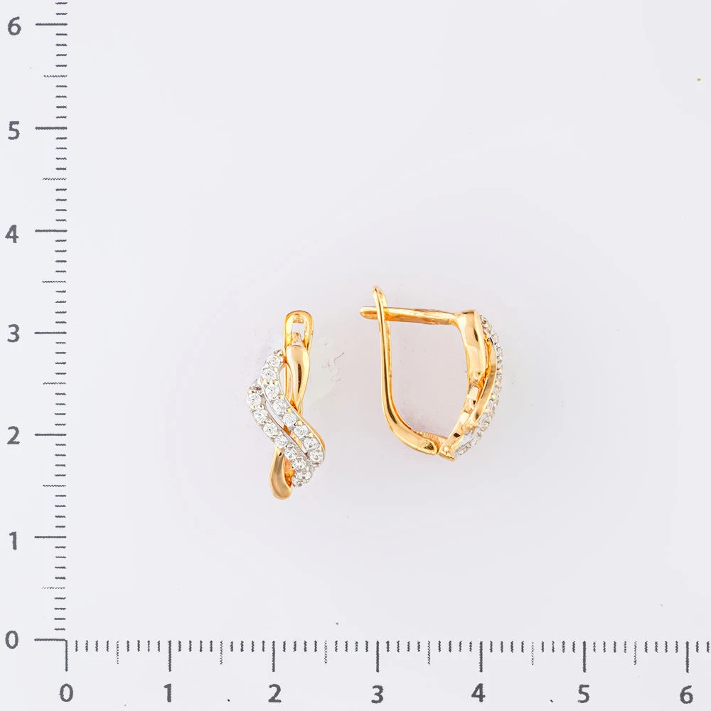 Серьги с фианитом из красного золота 585 пробы