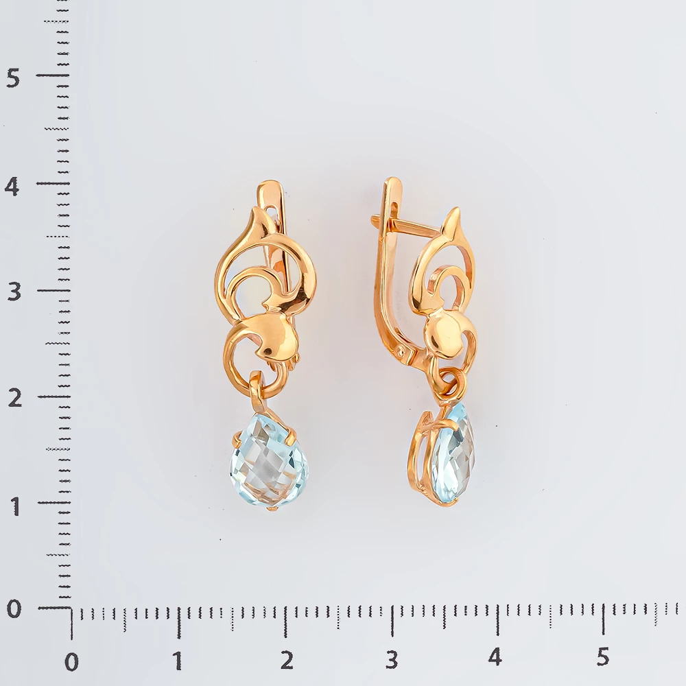 Серьги с топазом из красного золота 585 пробы
