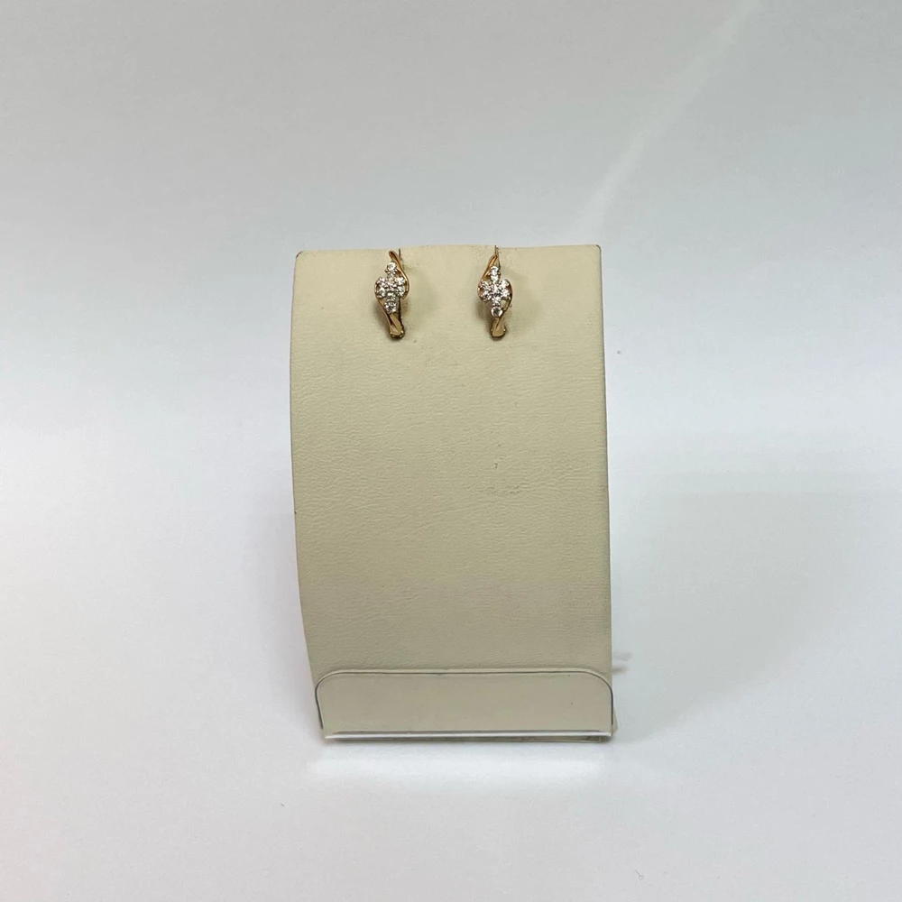 Серьги с фианитом из красного золота 585 пробы