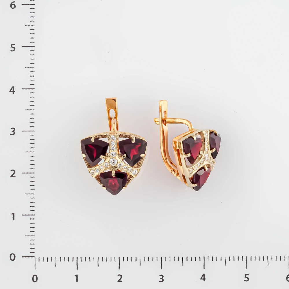 Серьги с гранатом из красного золота 585 пробы