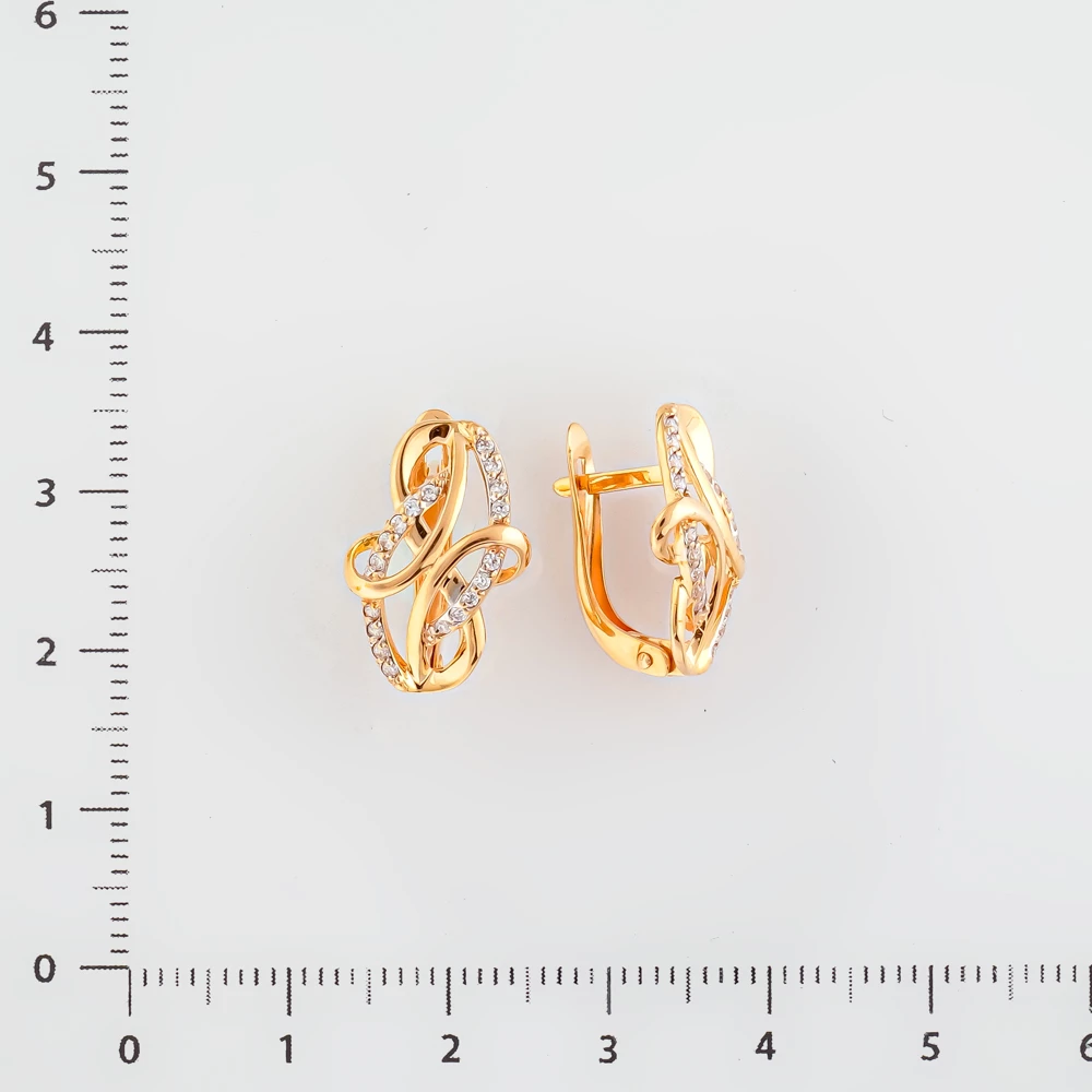 Серьги с фианитом из красного золота 585 пробы