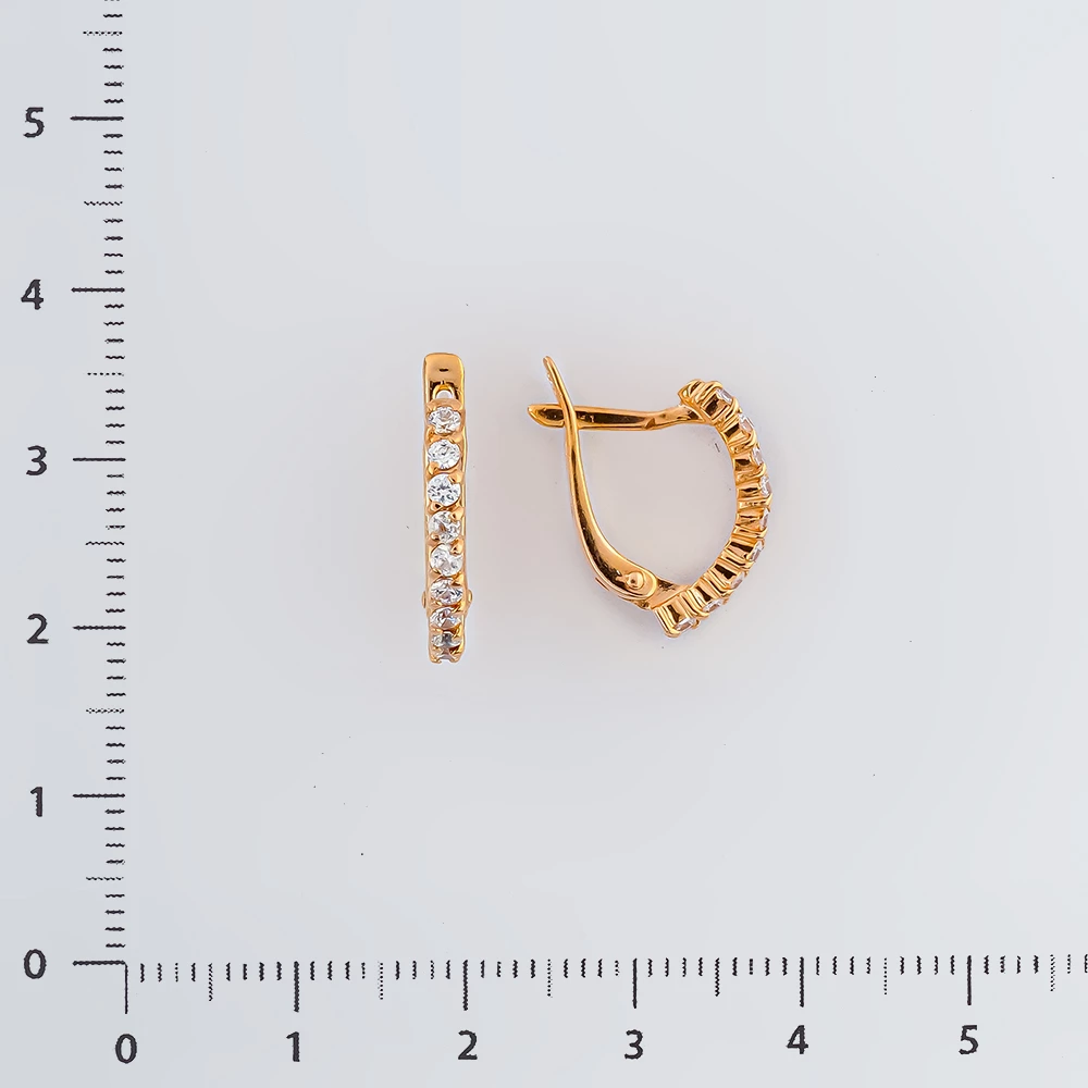 Серьги с фианитом из красного золота 585 пробы