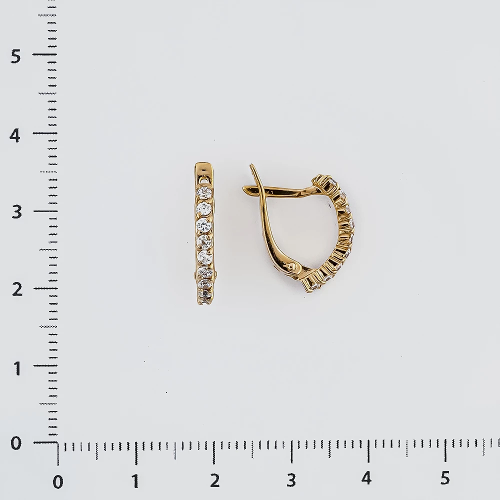 Серьги с фианитом из красного золота 585 пробы