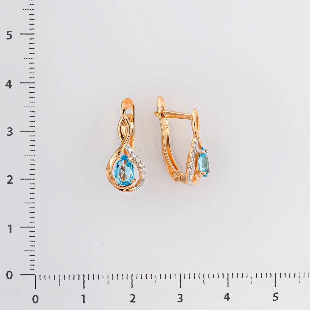 Серьги с топазом из красного золота 585 пробы