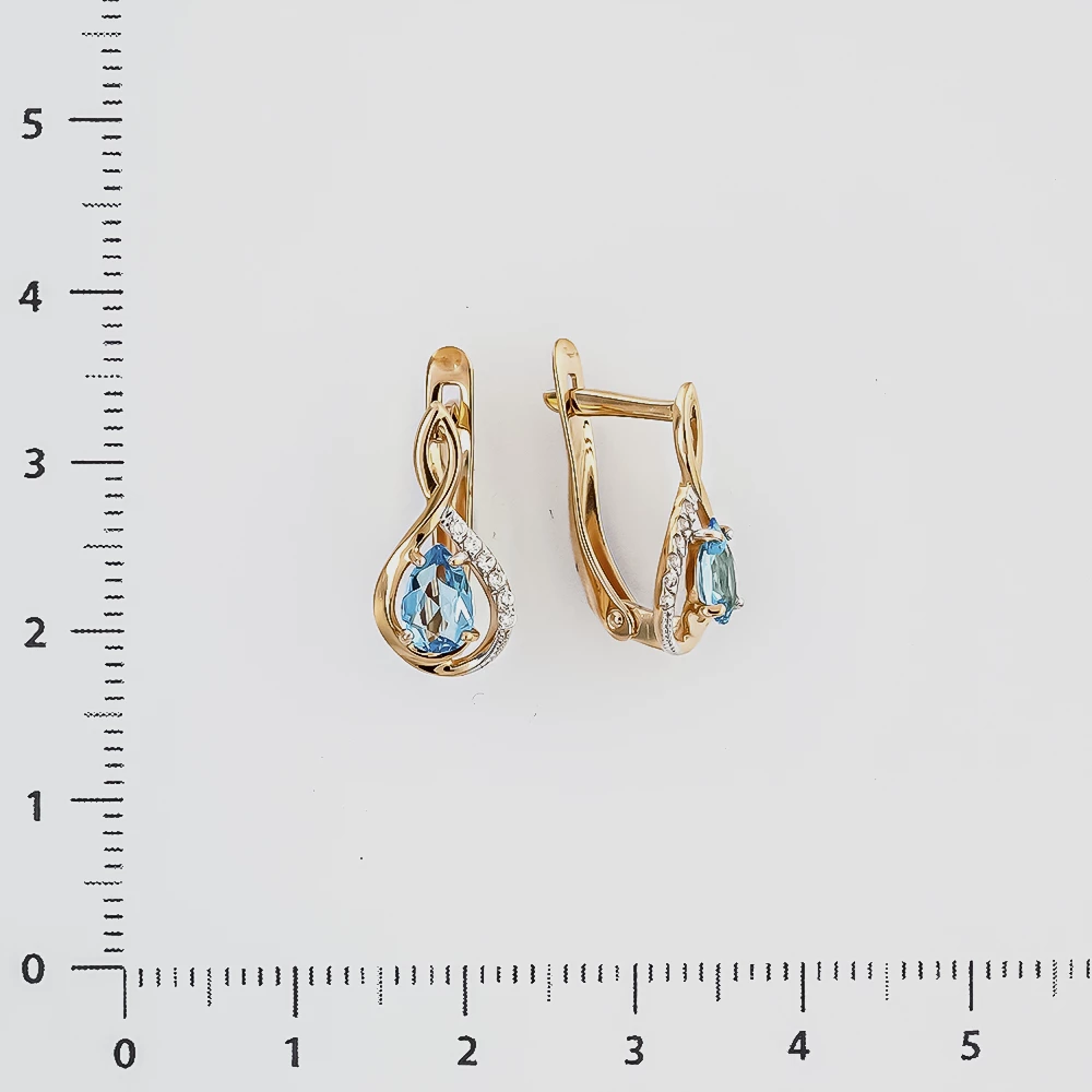 Серьги с топазом из красного золота 585 пробы