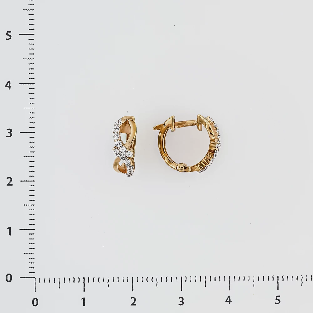 Серьги с фианитом из красного золота 585 пробы