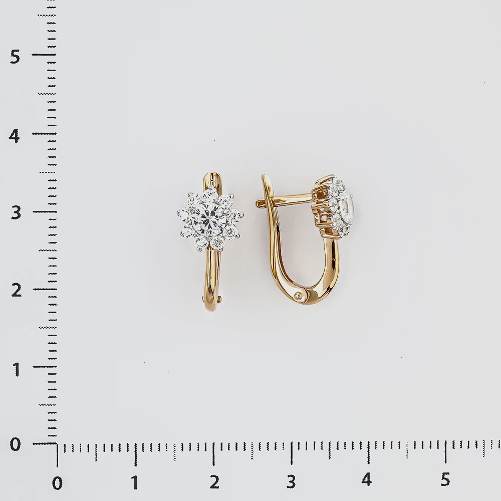Серьги с фианитом из красного золота 585 пробы