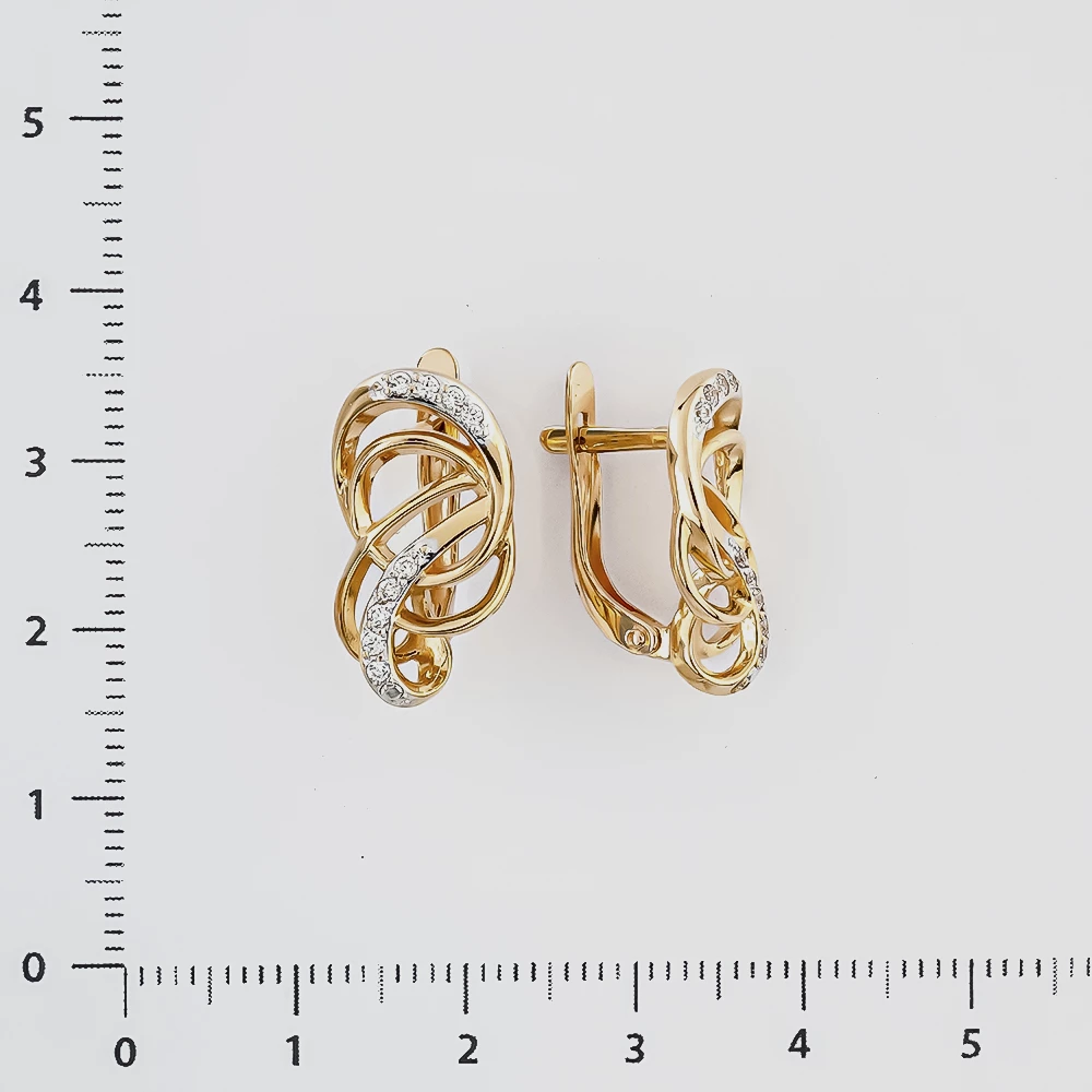 Серьги с фианитом из красного золота 585 пробы