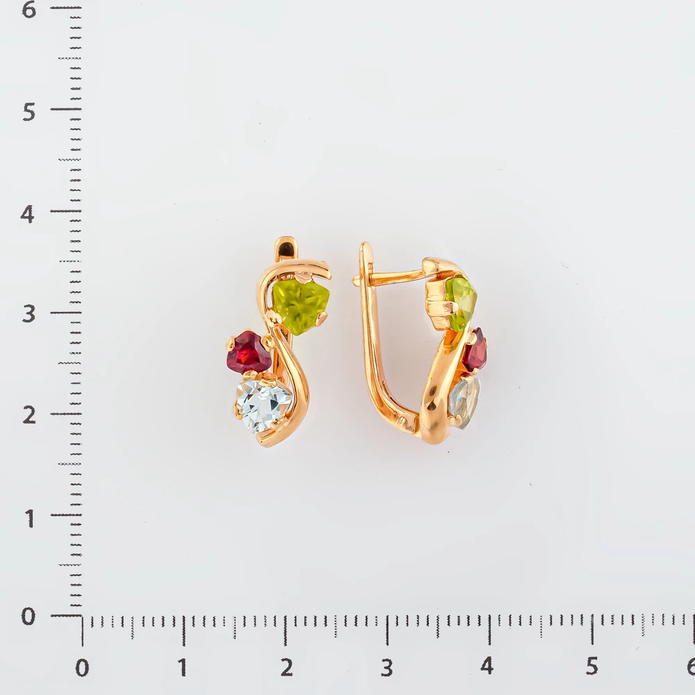Серьги с топазом из красного золота 585 пробы
