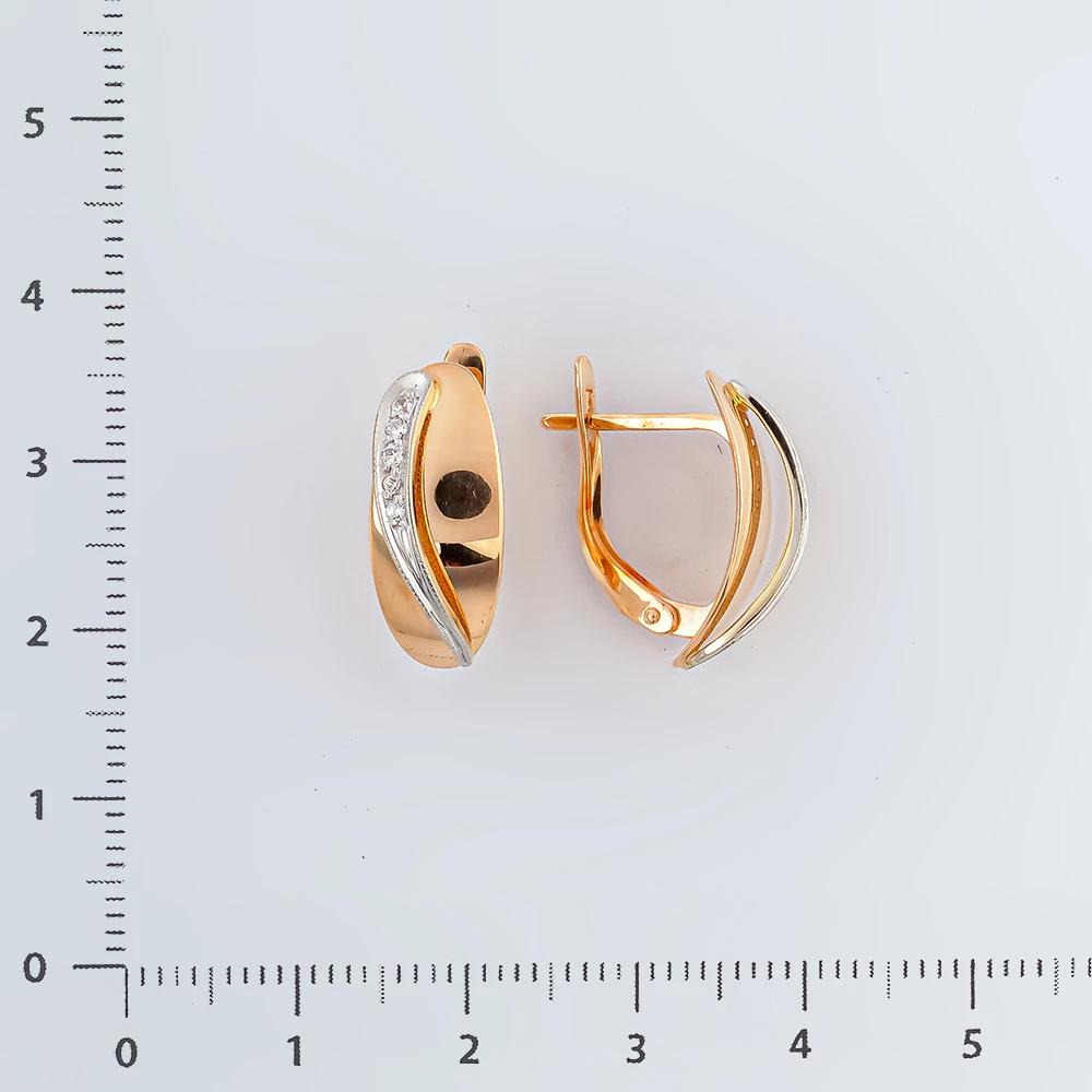 Серьги с фианитом из красного золота 585 пробы