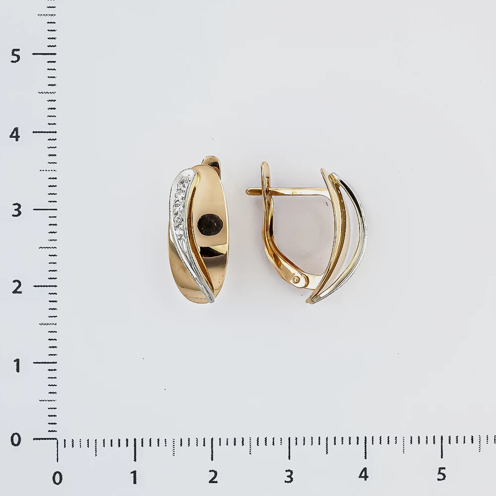 Серьги с фианитом из красного золота 585 пробы