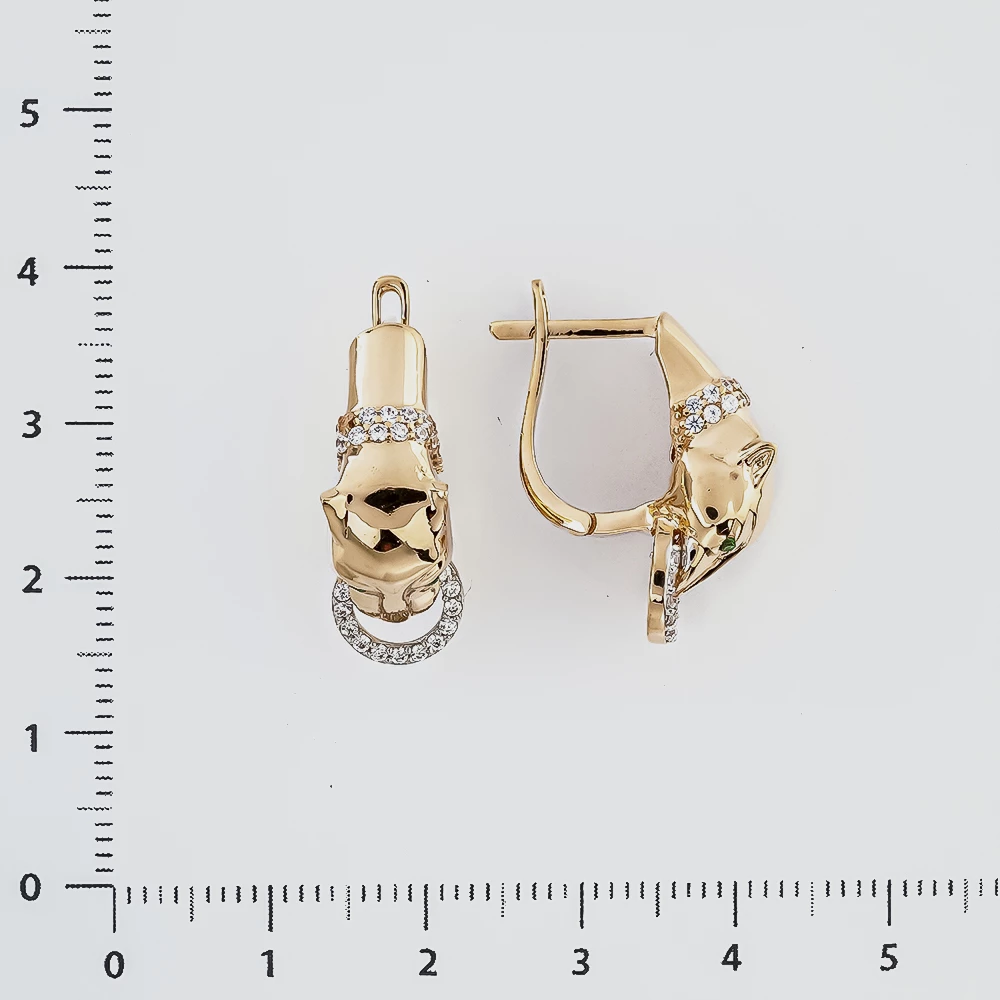 Серьги с фианитом из красного золота 585 пробы
