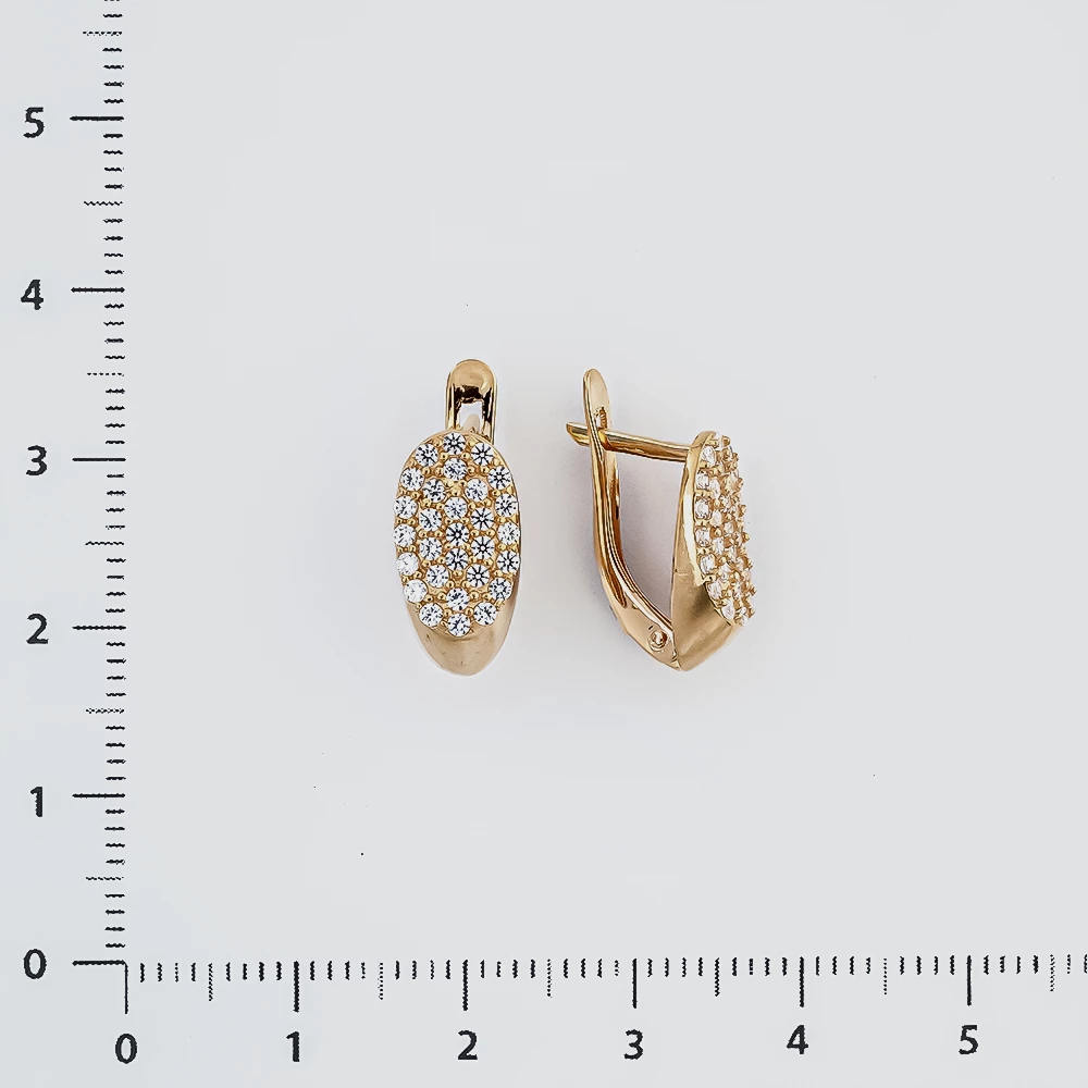 Серьги с фианитом из красного золота 585 пробы