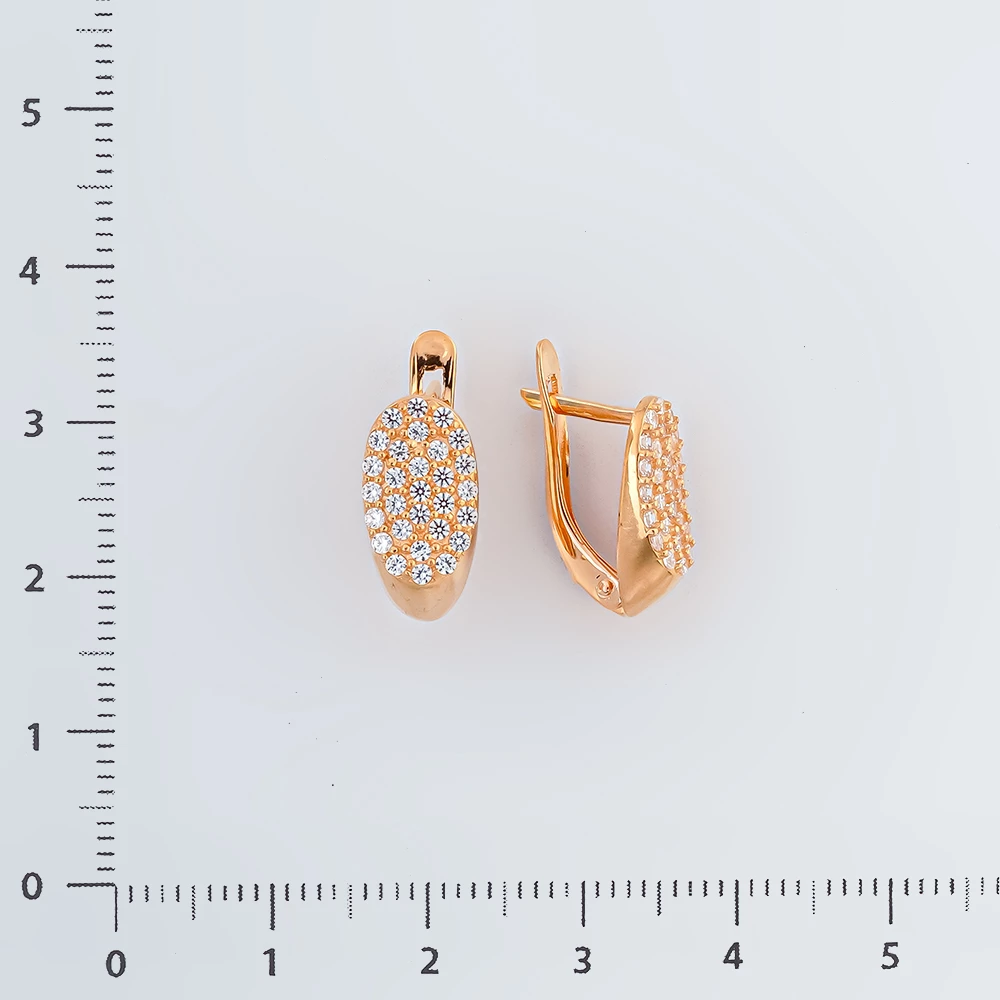 Серьги с фианитом из красного золота 585 пробы