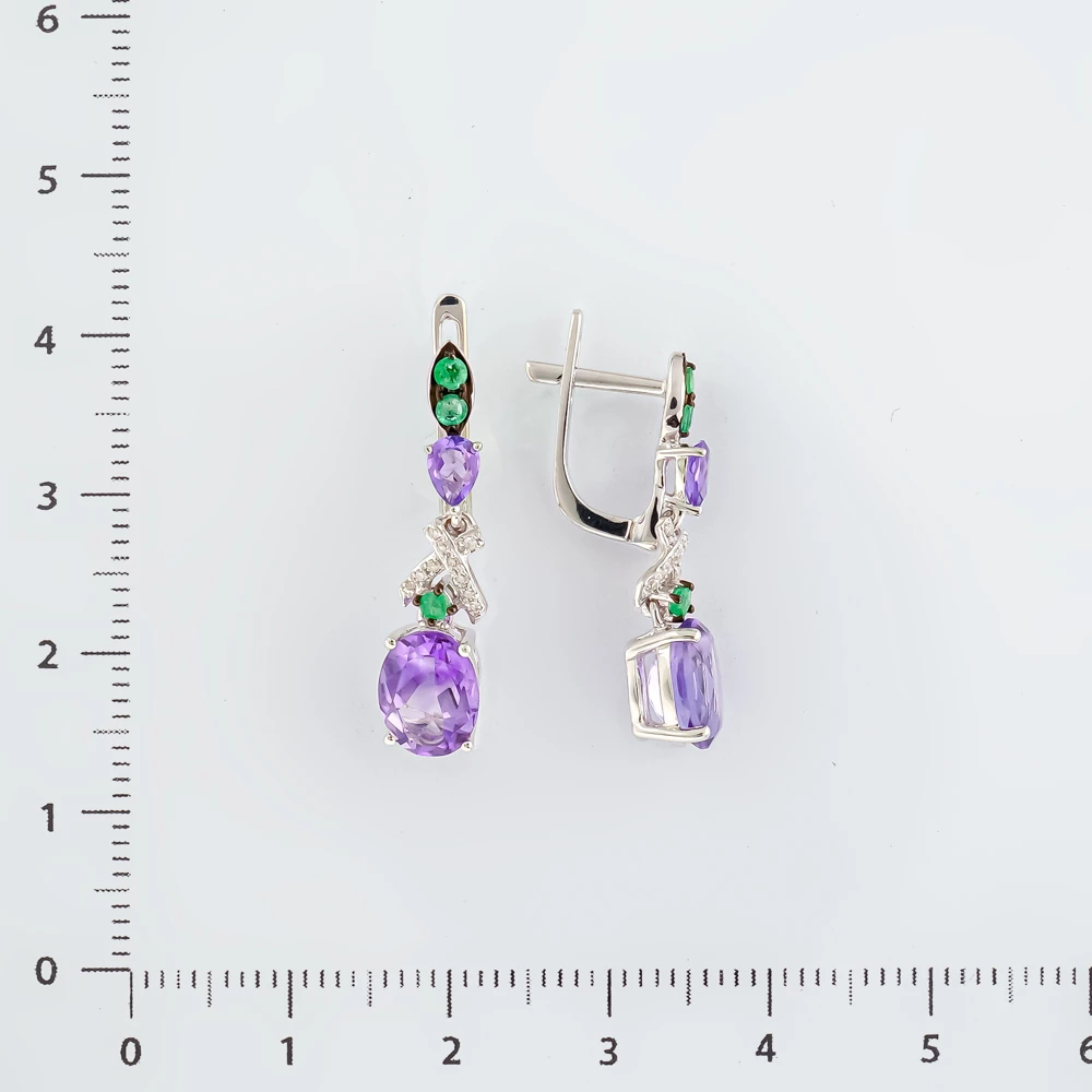Серьги с изумрудом из белого золота 585 пробы