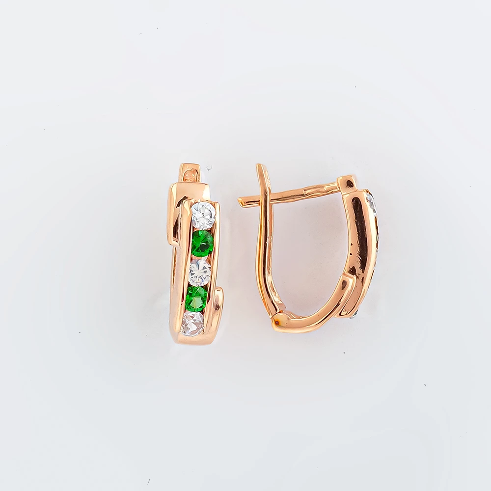 Серьги с ситаллом из красного золота 585 пробы