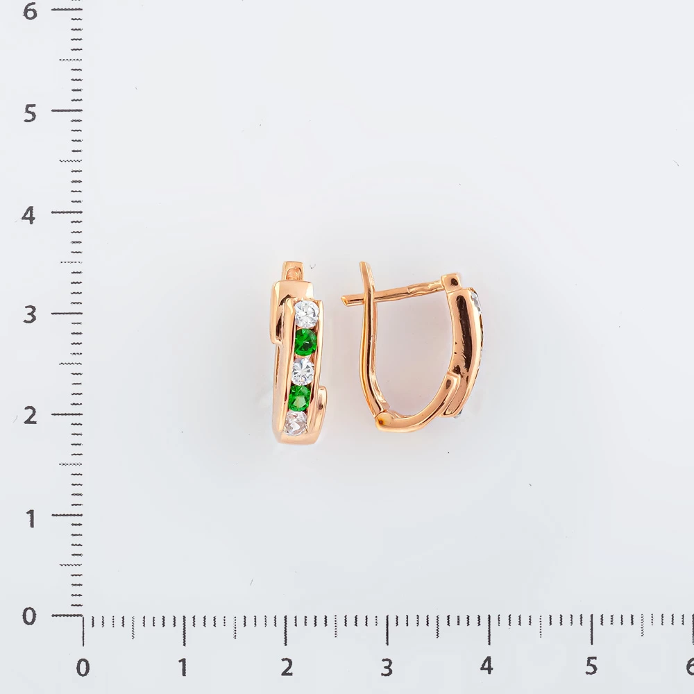 Серьги с ситаллом из красного золота 585 пробы