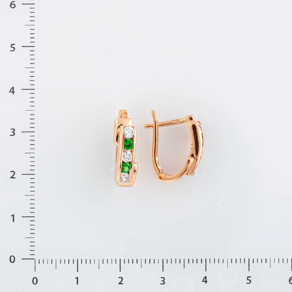Серьги с ситаллом из красного золота 585 пробы