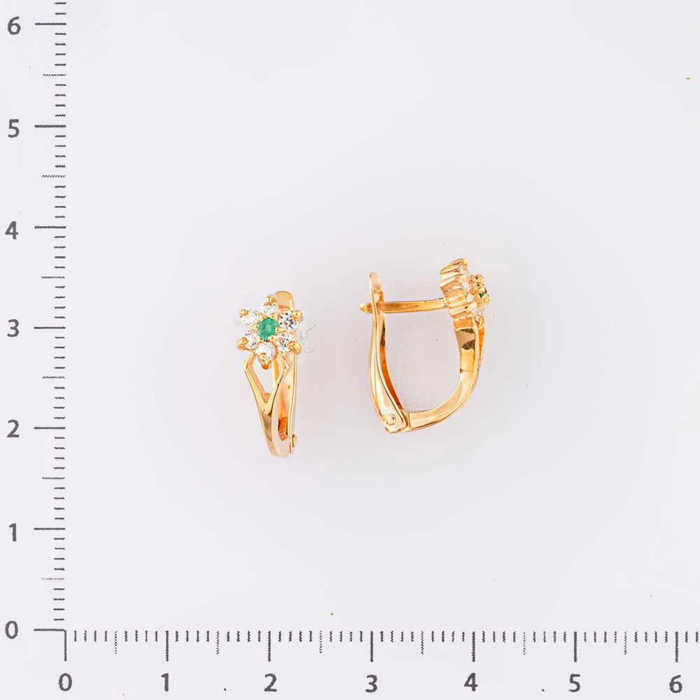 Серьги с фианитом из красного золота 585 пробы