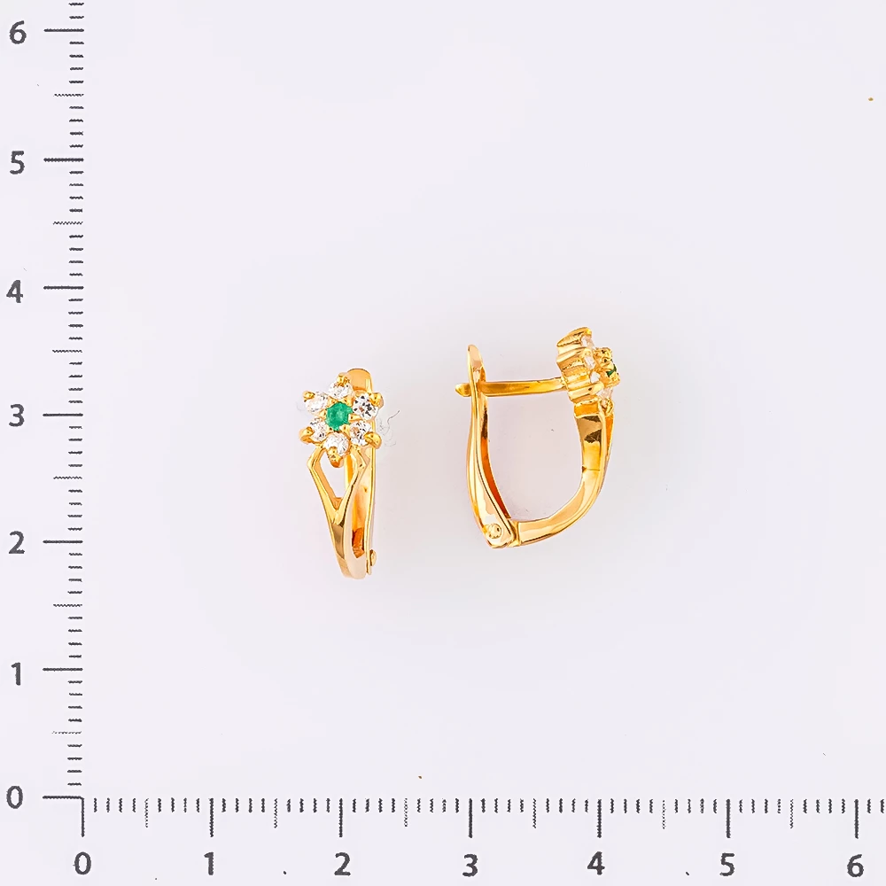 Серьги с фианитом из красного золота 585 пробы