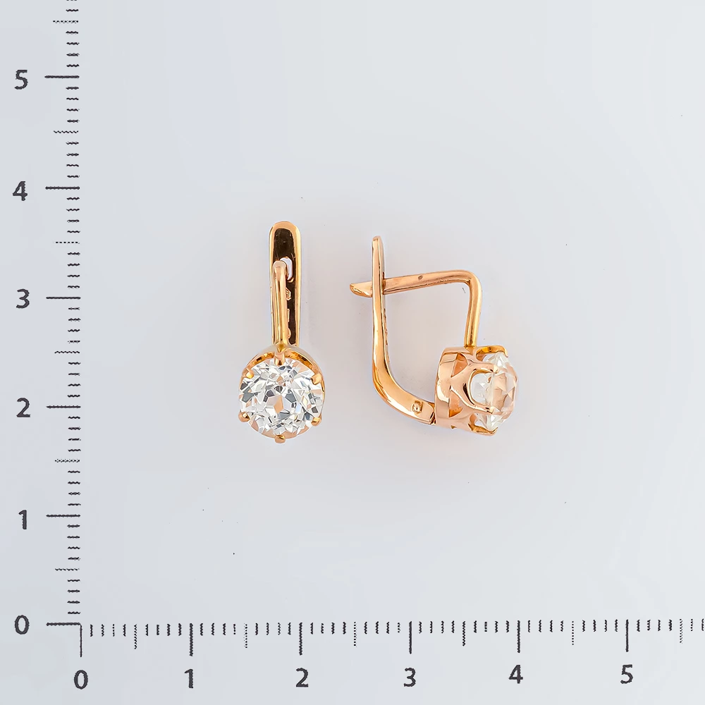 Серьги с фианитом из красного золота 583 пробы