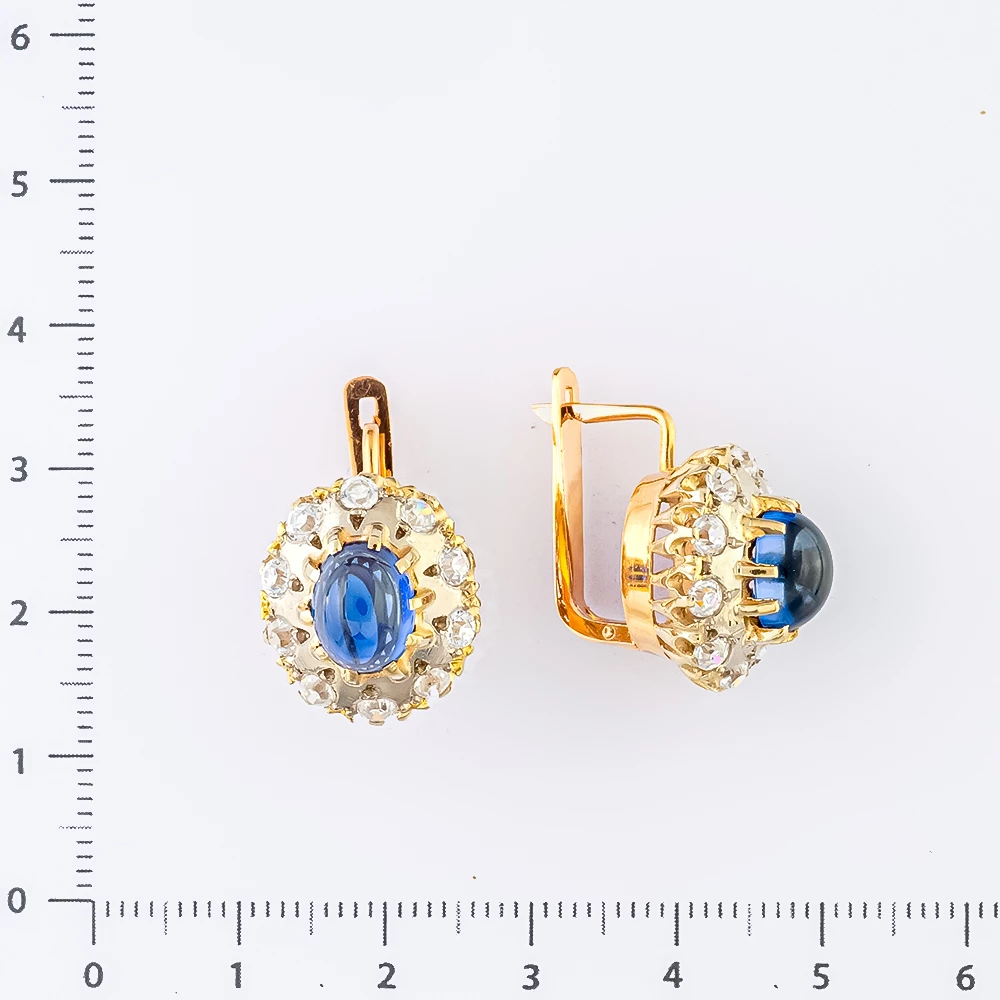 Серьги с фианитом из красного золота 583 пробы