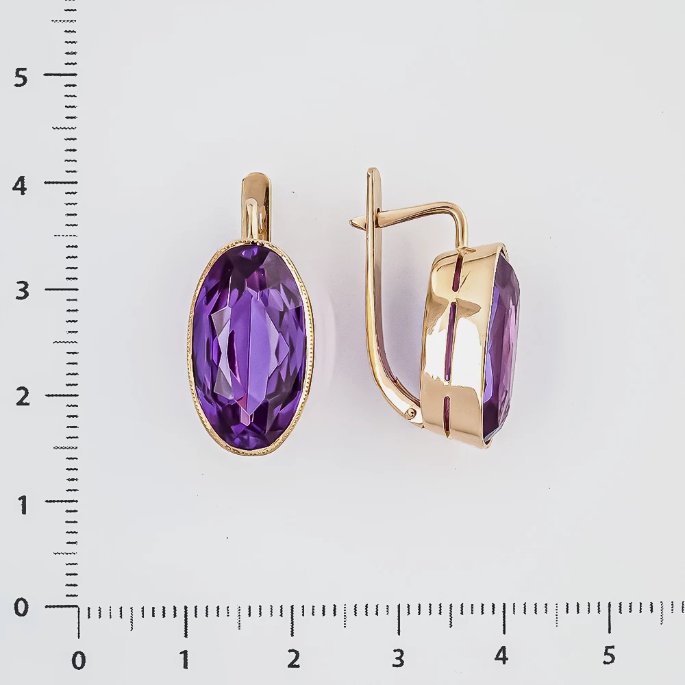 Серьги с фианитом из красного золота 583 пробы