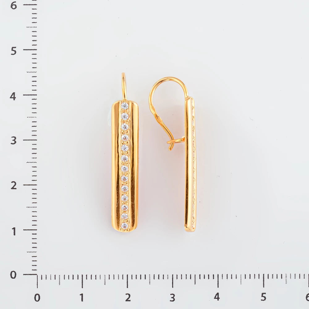 Серьги с фианитом из красного золота 585 пробы