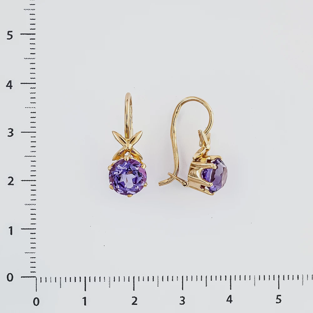 Серьги с фианитом из красного золота 583 пробы