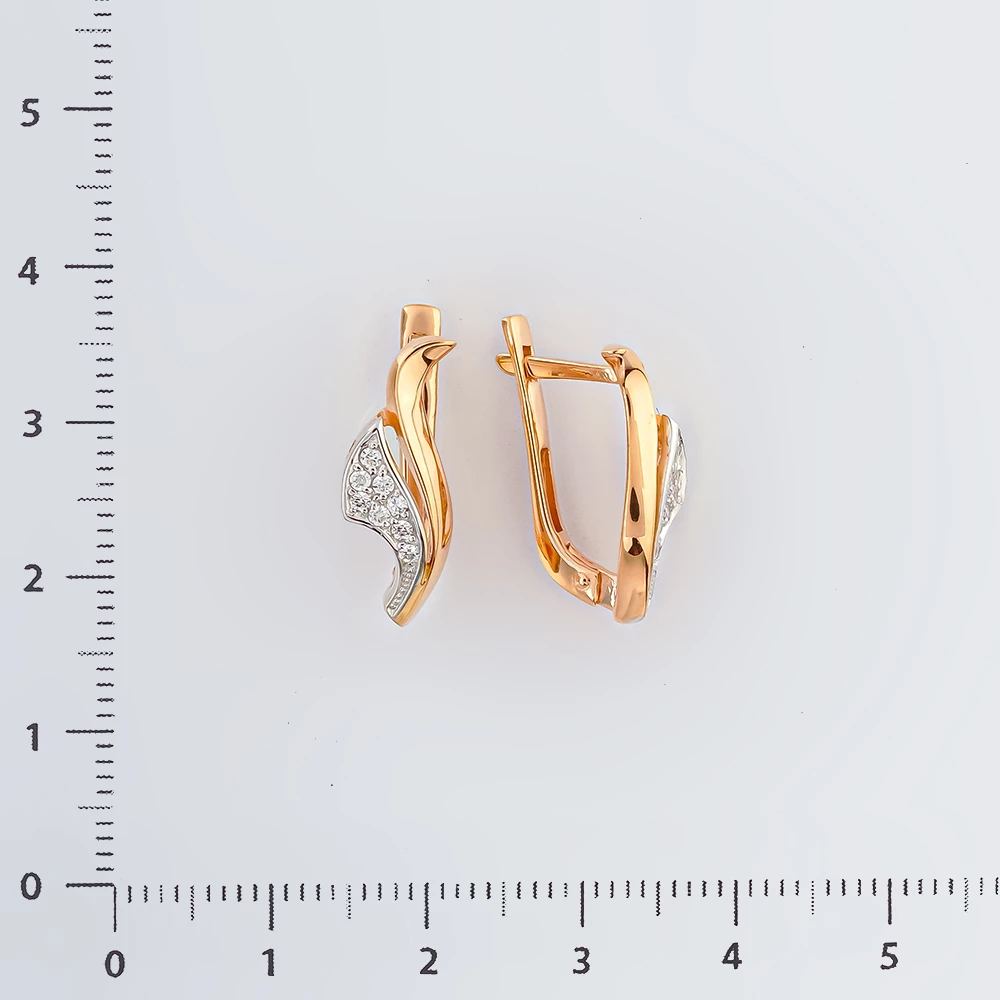 Серьги с фианитом из красного золота 585 пробы