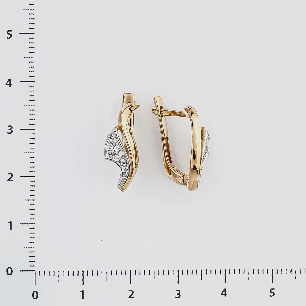 Серьги с фианитом из красного золота 585 пробы