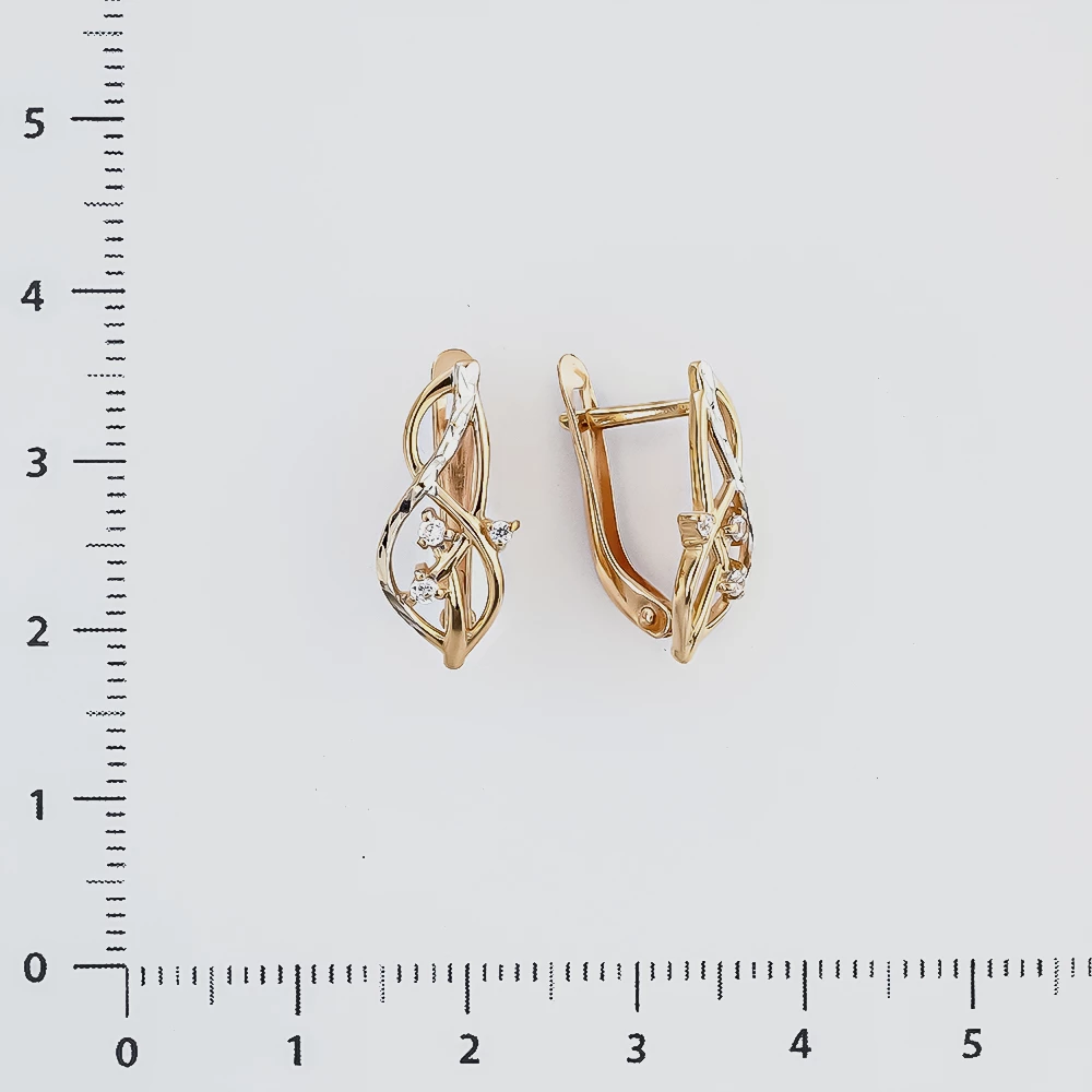 Серьги с фианитом из красного золота 585 пробы