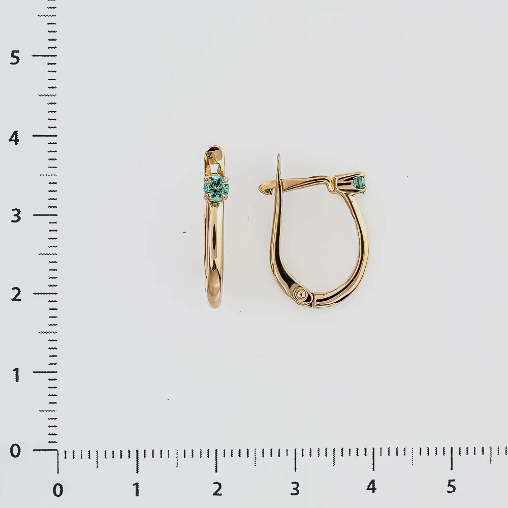 Серьги с фианитом из красного золота 585 пробы