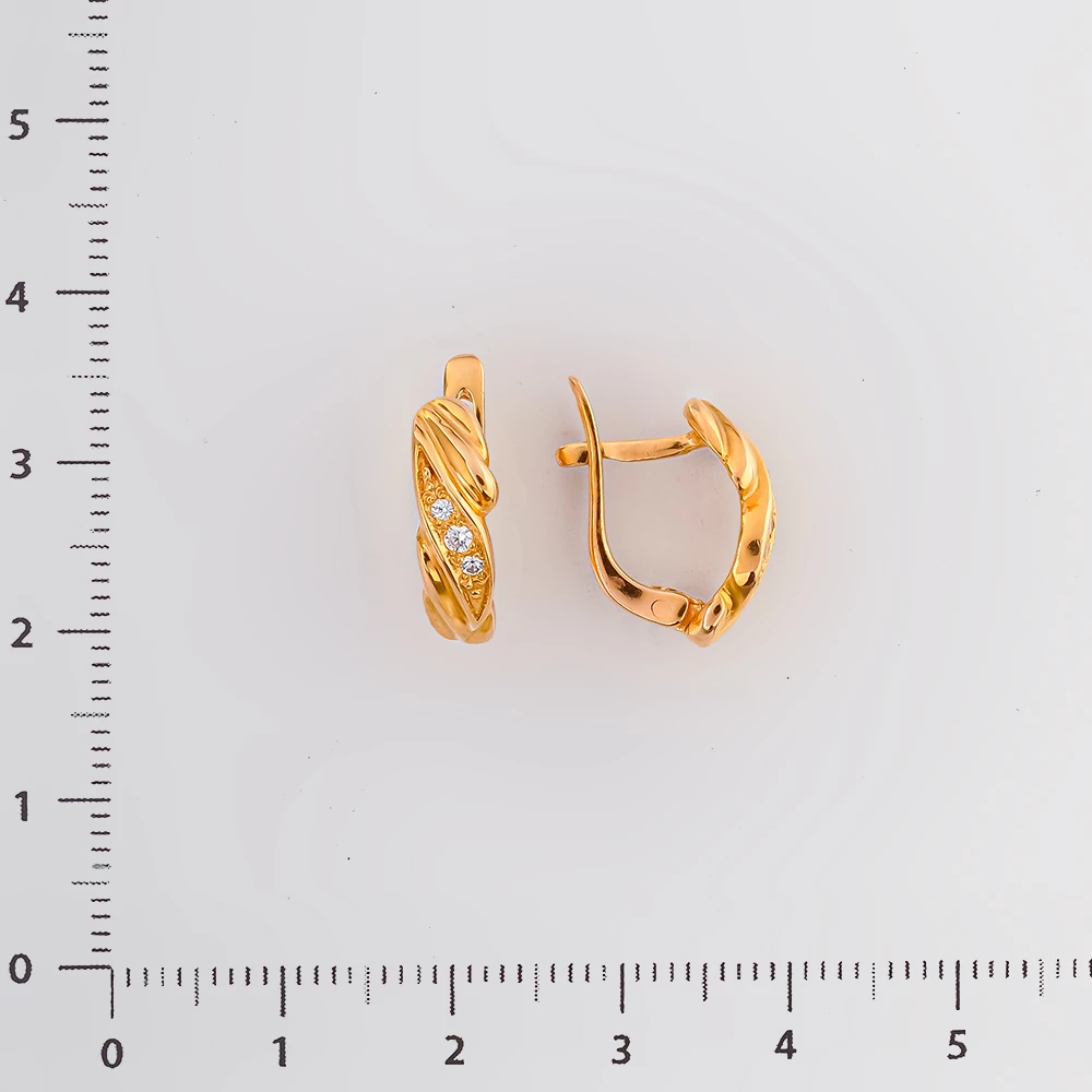Серьги с фианитом из красного золота 585 пробы
