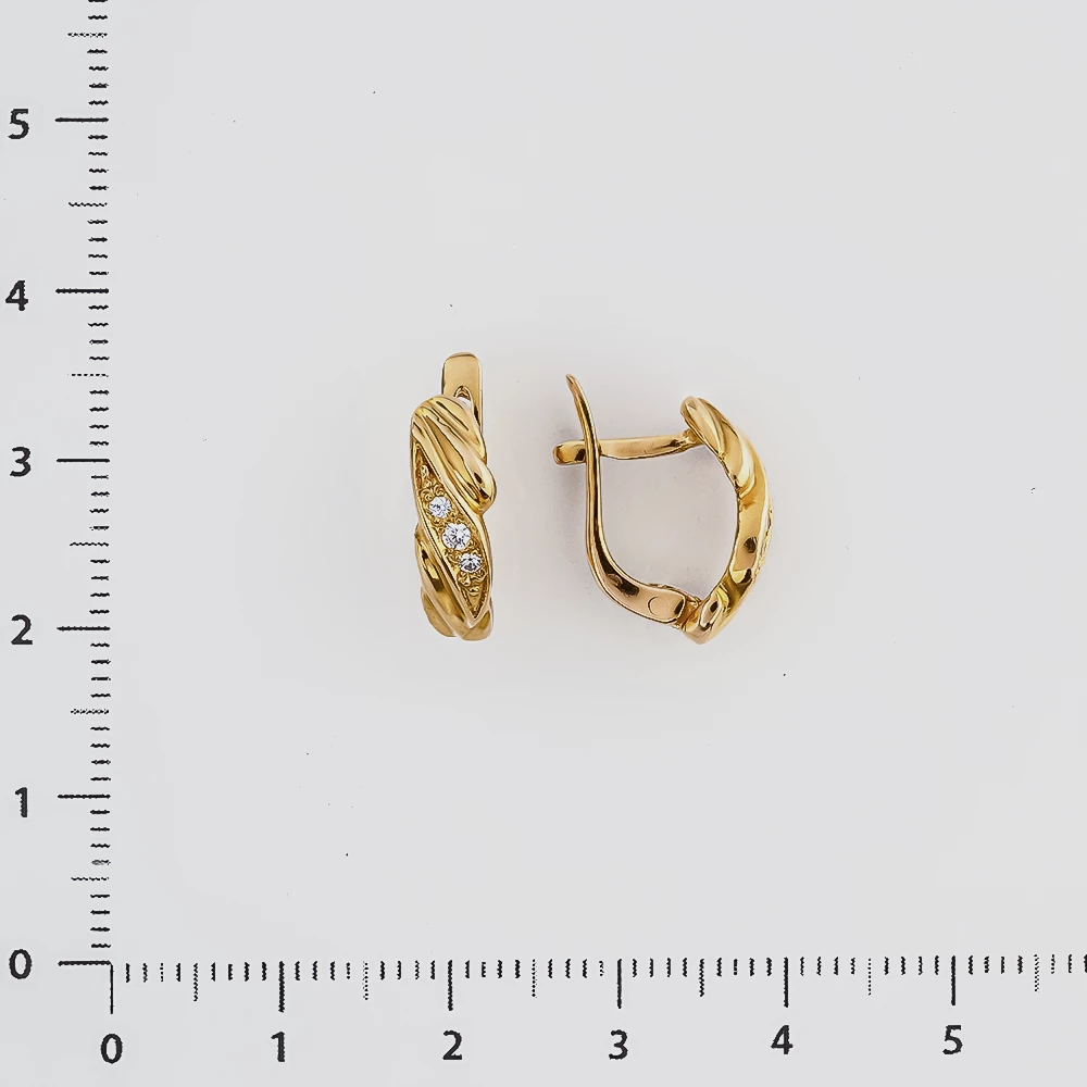 Серьги с фианитом из красного золота 585 пробы