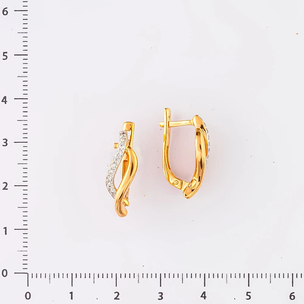 Серьги с фианитом из красного золота 585 пробы