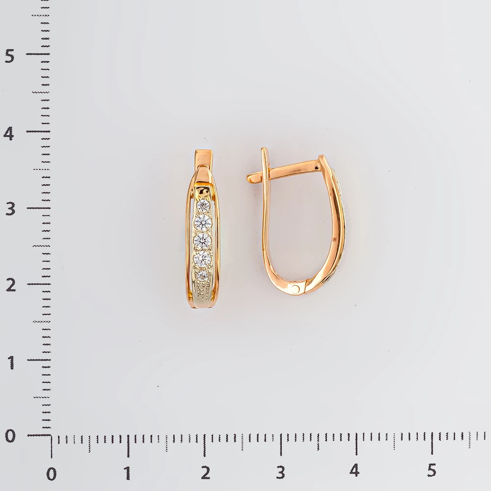 Серьги с фианитом из красного золота 585 пробы