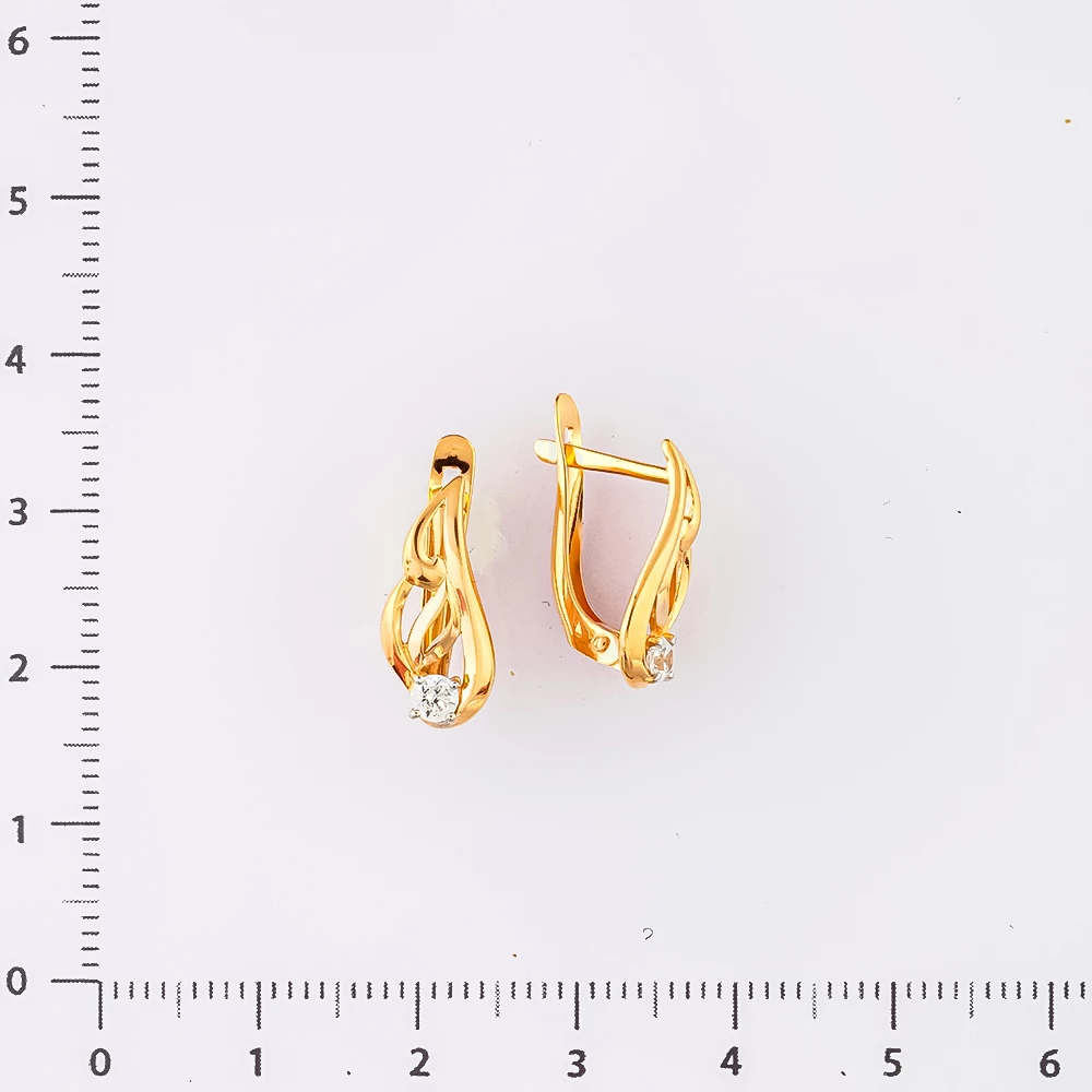 Серьги с фианитом из красного золота 585 пробы