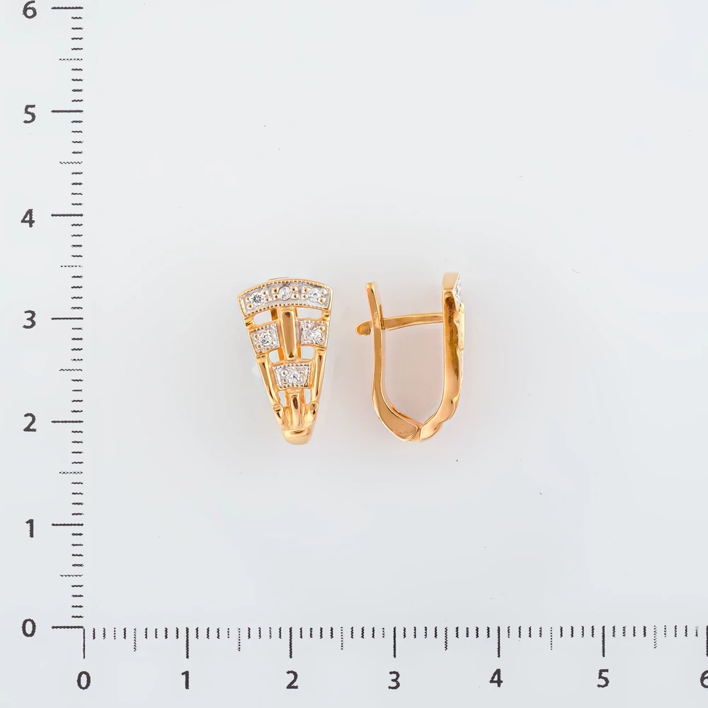 Серьги с фианитом из красного золота 585 пробы