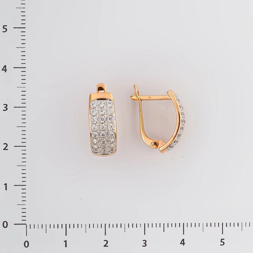 Серьги с фианитом из красного золота 585 пробы