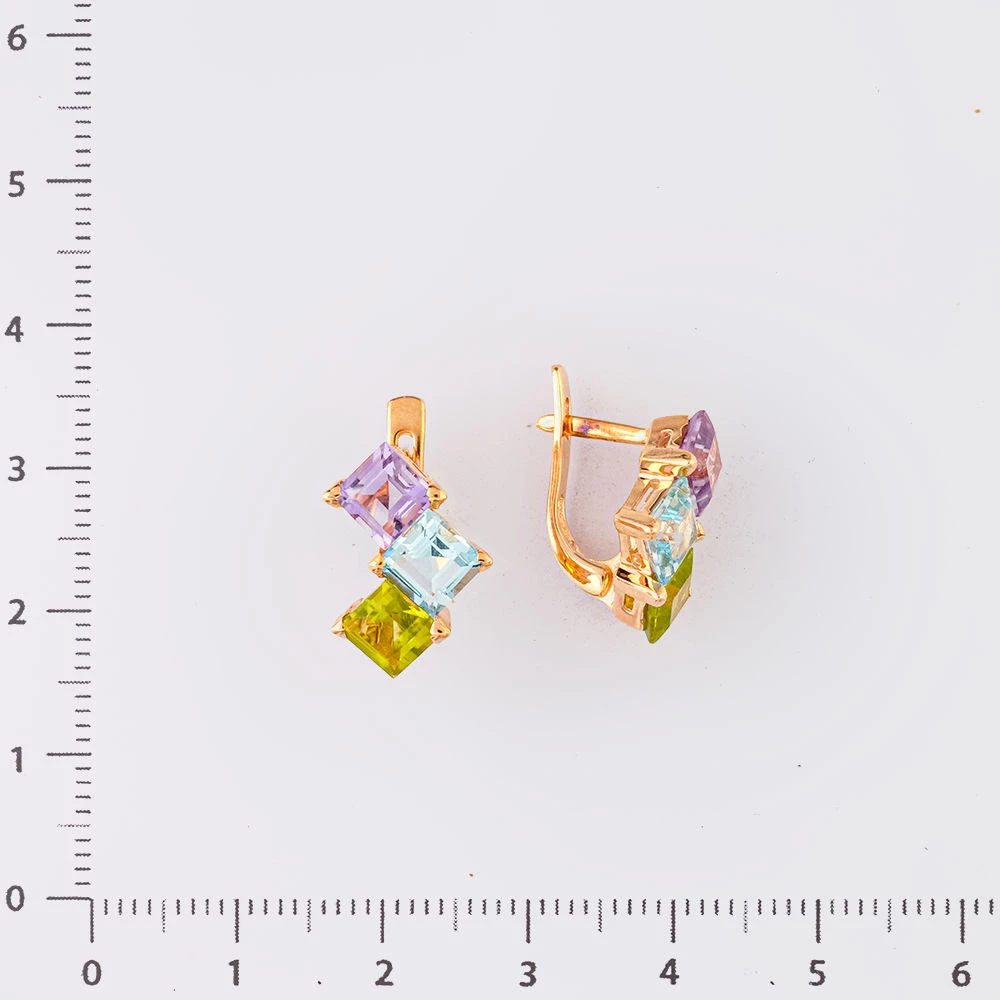 Серьги с топазом из красного золота 585 пробы