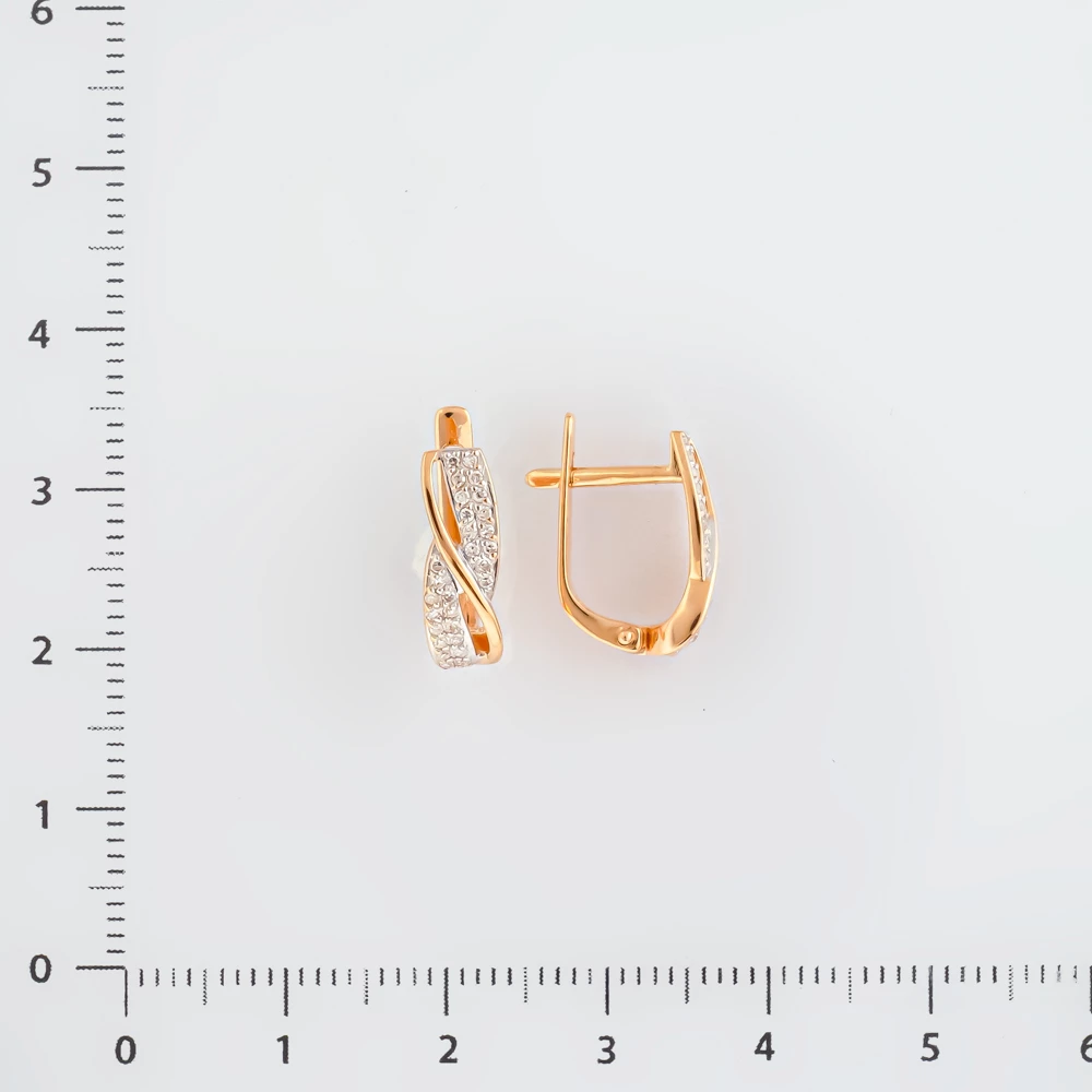 Серьги с бриллиантом из красного золота 585 пробы